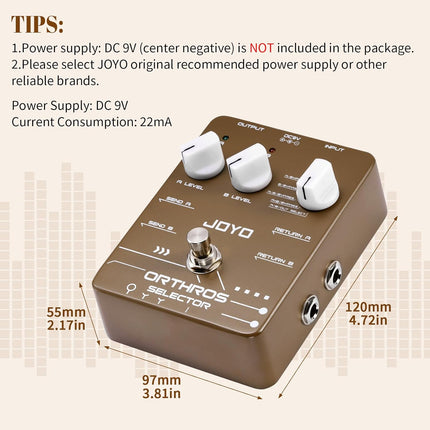 JOYO Line Selector Guitar Pedals 6 Mode Switch with AB 2 Effect Loops Independent Control Channel for Electric Guitar Bass (ORTHROS SELECTOR JF-24)
