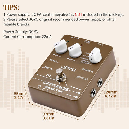 Dual Effects Line Selector Guitar Pedal, 6-Mode A/B Switcher with Independent Volume Control and Bypass - photo 5