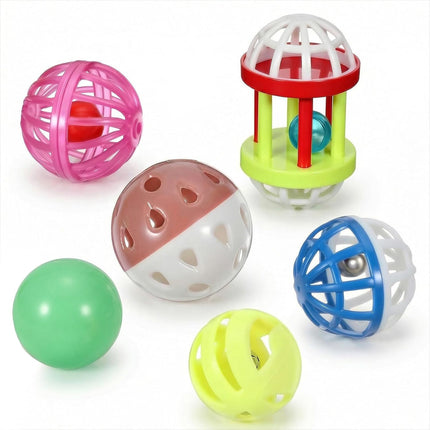 6pcs Foraging Ball Bird Toys, Feeder Toys Foot Talon Toy Chewing Training Rattle Bell Balls Parrot Cage Toys for Parakeets, Cockatiels, Conures, Love Birds and Other Small to Medium Birds