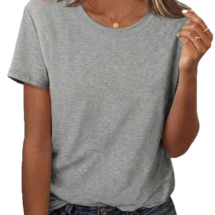 Women's Casual Short Sleeve T-Shirt Crewneck Basic Solid Tee Tops Summer Vacation Blouses