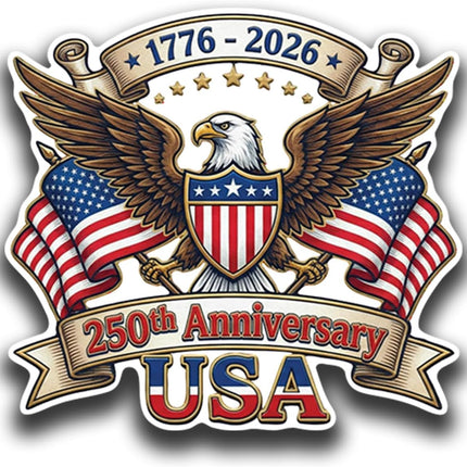 250th Anniversary USA Sticker 3 Pack – 1776-2026 Patriotic Eagle Vinyl Decal for Car Bumper, Truck, Laptop, Window – Waterproof UV Printed - KCD5069 (3-Inch 3-Pack)