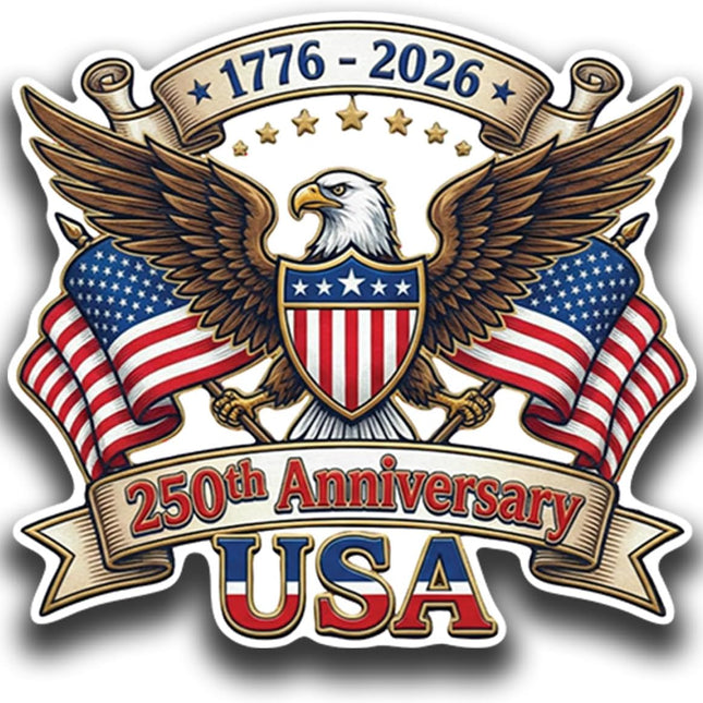250th Anniversary USA Sticker 3 Pack - 1776-2026 Patriotic Eagle Vinyl Decals