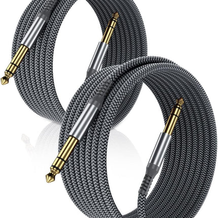 Elebase 1/4 Inch TRS Instrument Guitar Cable 10ft 2Pack,Straight 6.35mm Guitar Bass AMP Cord,Quarter Inch 6.3mm Male Jack Stereo Audio Balanced Line for Electric Guitar,Bass,Keyboard,Amplifier,Speaker