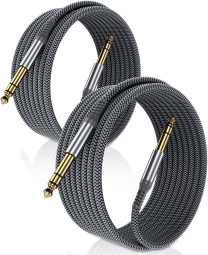 1/4 Inch TRS Instrument Guitar Cable 10 ft, 2 Pack