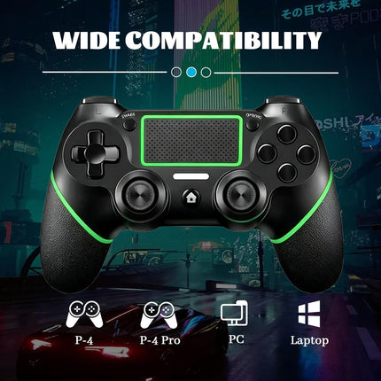 Wireless Controller for Ps4 Controller Compatible with PS4/Slim/Pro/Windows PC,with Touchpad/Vibration/Built-in Speaker&3.5mm Headphone Jack/Six-axis Motion Control/USB-C Charging Cable,Black Green
