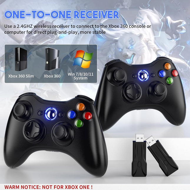 2 Pack Replacement for Xbox 360 Controller, Wireless Controllers Gamepad Upgraded Joystick Compatible - photo 2