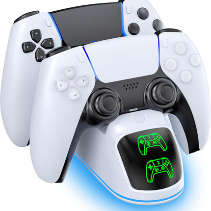 OIVO PS5 Controller Charger Station Compatible with PlayStation 5 Dualsense & Edge Controllers, RGB PS5 Controller Charging Dock Holder Stand with Fast Charge Cable for PS 5 Accessories Kits