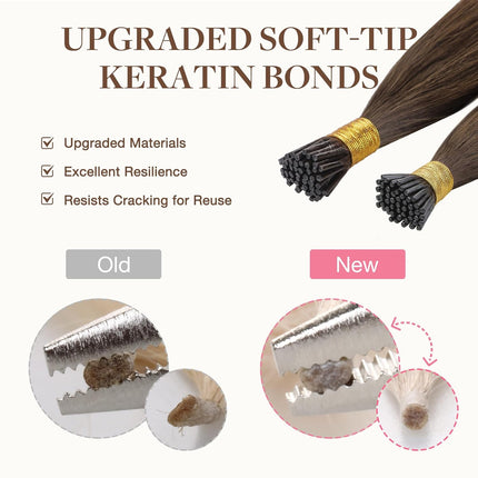 GOO GOO I Tip Hair Extensions Real Human Hair, 24inch 50g 50S, Cold Fusion I Tip Hair Extensions, Invisible Remy Hair, 1 Jet black