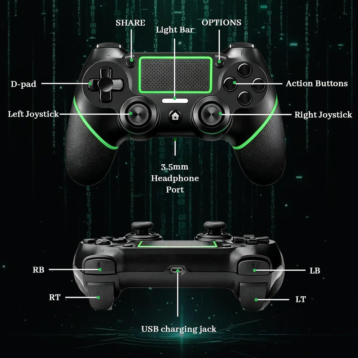Wireless Controller for Ps4 Controller Compatible with PS4/Slim/Pro/Windows PC,with - photo 4