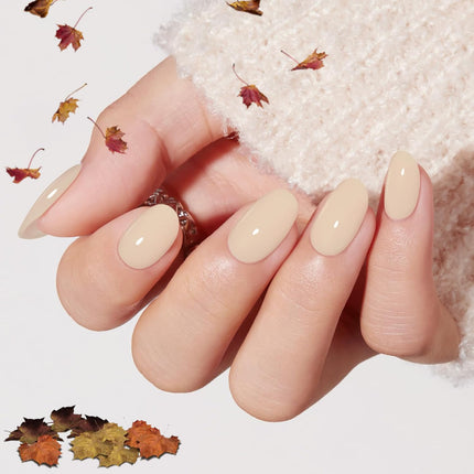 Dark Red Short Fall Press On Nails, Oval Fake Nails