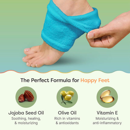 Moisturizing Socks for Cracked Heel Treatment, Vitamin E, Olive Oil and Jojoba Oil Infused Heel Socks, Spa Gifts for Women, Mothers Day Gifts (Fuzzy Blue, Regular)