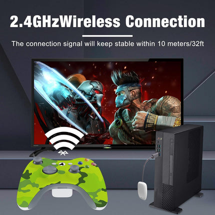 BUERTT Wireless Controller for Xbox 360, 2.4GHZ Game Joystick Controller Gamepad for Xbox 360 & Slim Console and PC Windows 7/8/10,No Audio Jack,Camo Green