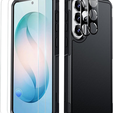 Designed for Samsung Galaxy S26 Case, [10 FT Military Grade Drop Protection], 2 Pack [Tempered Glass Screen Protector+Camera Lens Protector] Heavy Duty Shockproof Case,Black