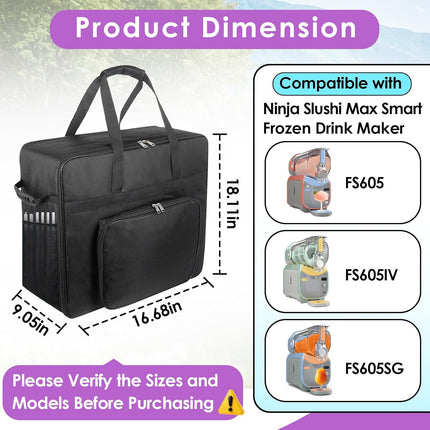 Carrying Bag Compatible with Ninja Slushi Max Slushie Machine FS605, Portable Front-opening Frozen Drink Maker Travel Bag for Ninja Slushi Machine for Easy Carrying and Storage