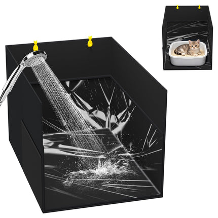 Waterproof Cat Litter Box Enclosure Splash Guard, 27.1"x21.6"x16.5"