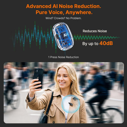Saramonic Air SE Wireless Mini Microphone for iPhone & Android, 48kHz/24-bit, AI Noise Cancellation, Clip on Content Creator Microphones for Interview YouTube Vlogging (2 TX + 2 RX + Charging Case)