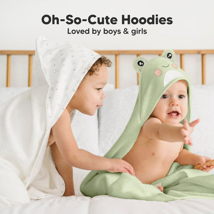 Hooded Baby Towel for Newborn, Baby Bath Towels (Frog, 35x35)