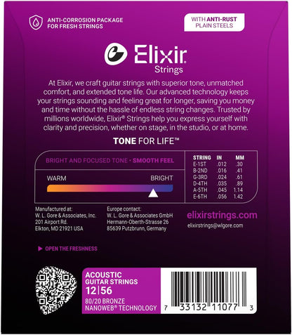 Strings, Acoustic Guitar Strings, 80/20 Bronze with Technology, Longest-Lasting Bright and Focused Tone - photo 2