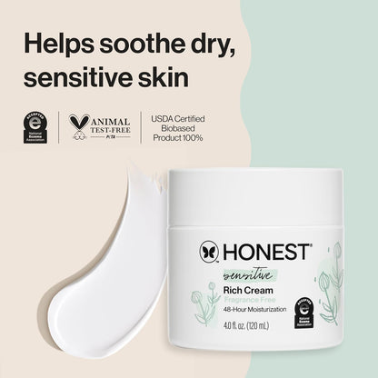 Sensitive Skin Rich Cream, Shea Butter, Blend of Bisabolol + Ginger Root Extract, Safe for Baby's - photo 2