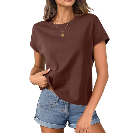 Womens Boxy Tee Shirts Cap Sleeve Crop Tops Cotton Loose Fit T Shirts Crewneck Short Sleeves Casual Summer