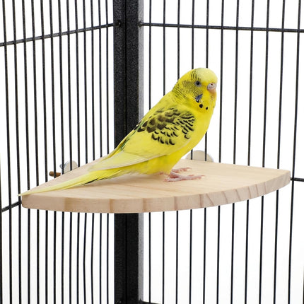 6.7 Inch Fan-Shaped Perch Bird Platform, Natural Wood Flat Perches for Bird Cages, Parrot Perch Corner Stand, Small Parrot Stand Animal Cage Accessories for Hamsters Gerbils