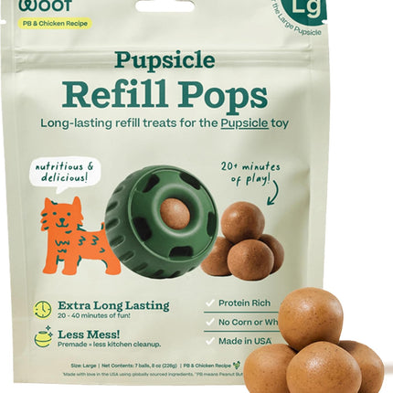 Chicken Refill Pops for Pupsicle, Delicious Long Lasting Dog Treats, Wholesome Ingredients, Pre-Made Large Refills Pops - For Dogs 25 - 75 lbs - 7 count