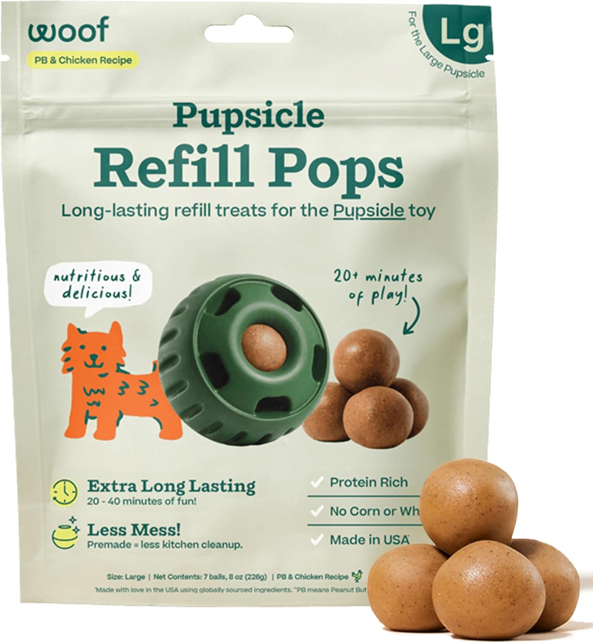 Chicken Refill Pops for Pupsicle, Delicious Long Lasting Dog Treats, Wholesome Ingredients, Pre-Made Large Refills Pops