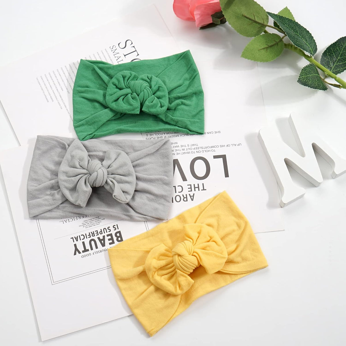 Super Stretchy Soft Knot Headbands with Hair Bows Head Wrap Hair Accessories For Newborn Baby Girls - photo 5