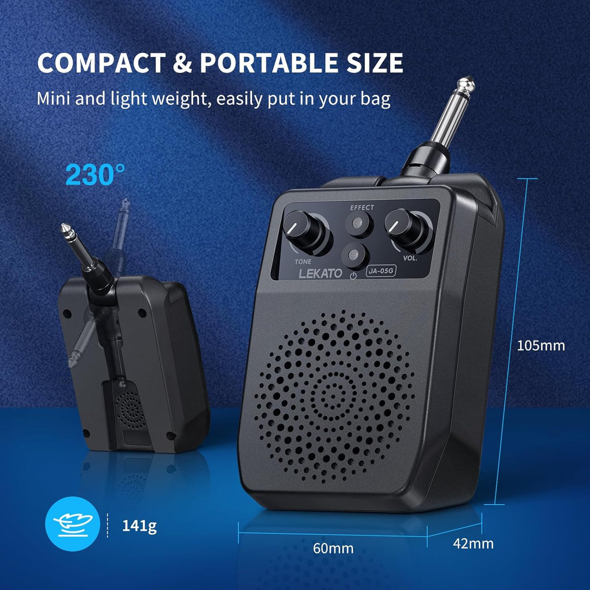 Mini 5W Portable Electric Guitar Combo Amp with Bluetooth and 4 Built-In Effects, Black - photo 5