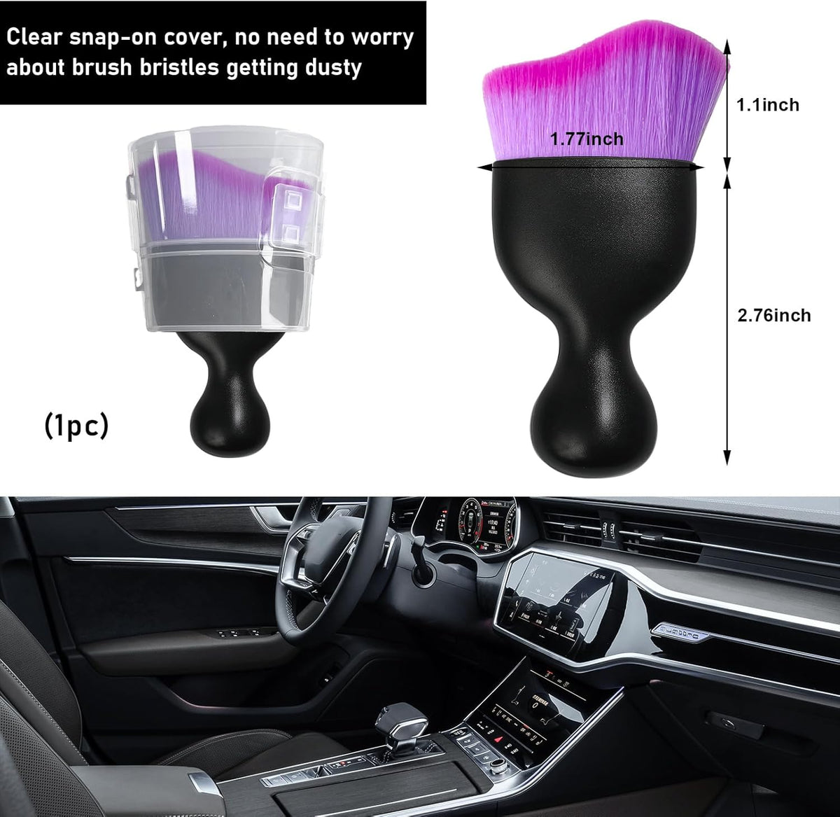 Car Detailing Brush, Curved Soft Bristles Auto Removal Dust Collectors, Universal Vehicle Dashboard, Air - photo 2