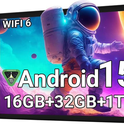 Android 15 Tablet 10 Inch, 16GB RAM 32GB ROM 1TB Expandable, Fast WiFi 6 & BT 5.4 Tablets 5-Core, HD IPS Touchscreen, 8H+ Battery, Dual Camera Portable Tablet for Kids & Adults, Gift, Streaming - 2026