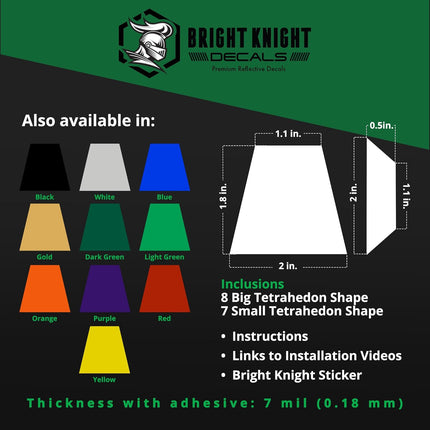 Bright Knight Decals Fire Helmet Tetrahedrons - Set of 16 Reflective Black Trapezoid Fire Helmet Stickers - 3M Vinyl with Acrylic Adhesive for Firefighters, Helmets, Laptops & Bumpers, Pack of 1