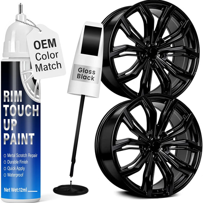 Gloss Black Rim Touch Up Paint, 2-in-1 Brush & Tip, 0.4 fl oz