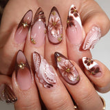 24-Piece Brown French Tip Almond Press-On Nails