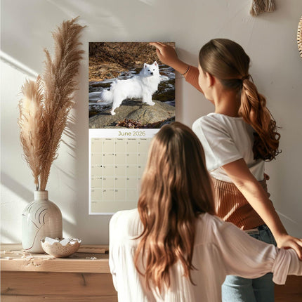 American Eskimo Calendar 2026 – 16-Month Dog Breed Wall Calendar by MegaCalendars – Large Daily Blocks, Thick No-Bleed Paper, Made in USA