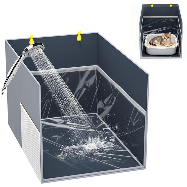 Waterproof Cat Litter Box Enclosure Splash Guard, 27.1"x21.6"x16.5"