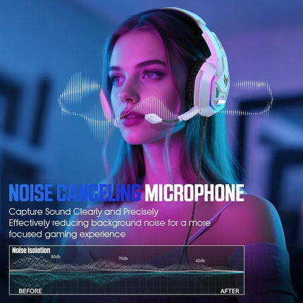 BENGOO Gaming Headset for PS5, PS4, Xbox Series X|S, Xbox One, PC, Switch, Mac - RGB Over-Ear Headphones with 7.1 Surround Sound, Noise Cancelling Mic, 50mm Drivers & Memory Earmuffs for Nintendo 64