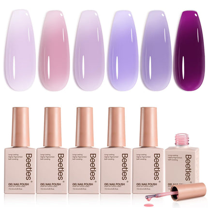 Jelly Gel Nail Polish Set, 6 Colors
