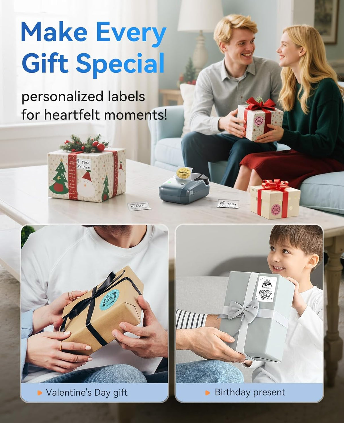 Label Maker Machine, Thermal Label Printer Easy to Use for Office, Home, Business, Came with 1 Roll - photo 3