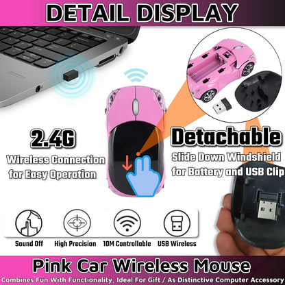 Pink 2.4G Wireless Car Mouse with USB Receiver - photo 2
