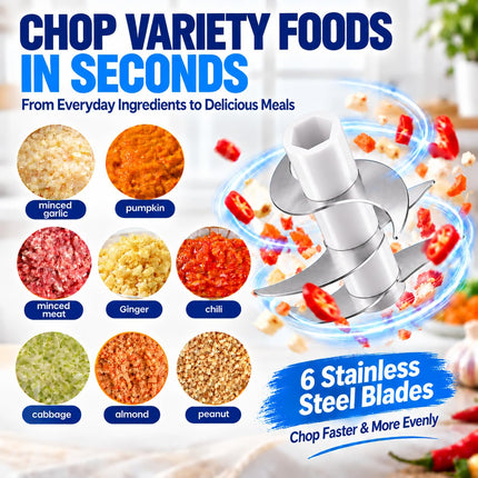 Electric Garlic Chopper Mini, 320ml Rechargeable Cordless Mini Food Chopper