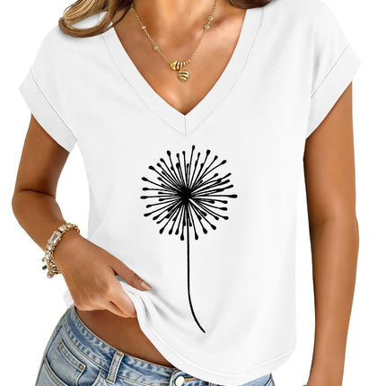 Womens Crop Tops V Neck Short Sleeve T Shirts Summer Basic Tee