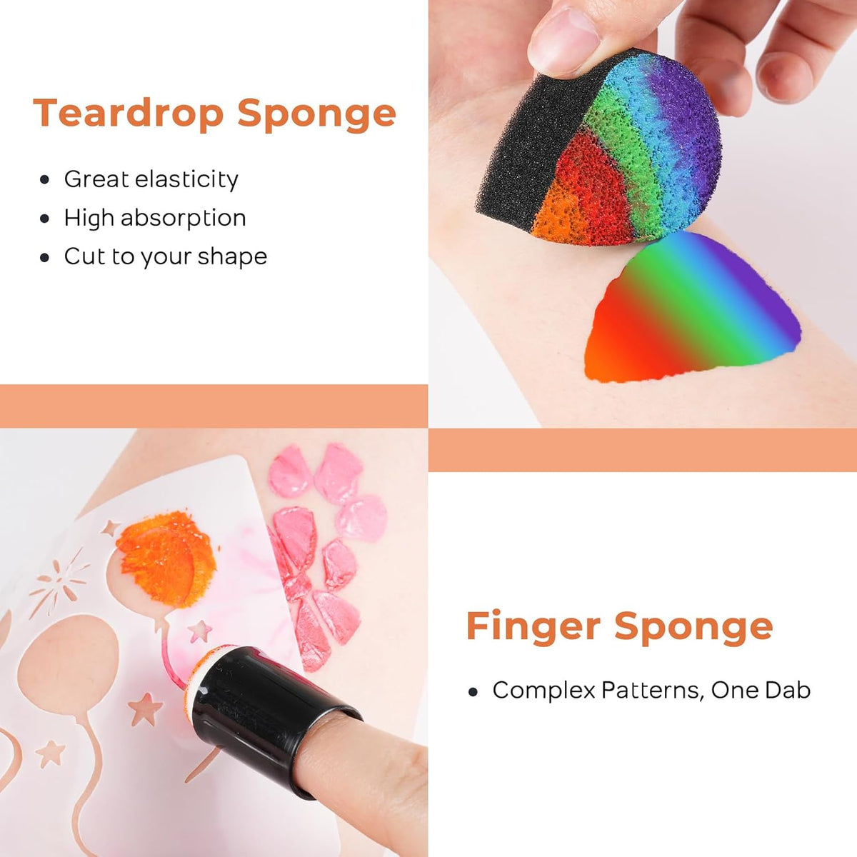 12pcs Face Paint Brushes Set with 9 Sponges Set, Professional Paint Brushes for Face Painting, Body - photo 4