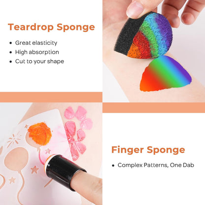 12pcs Face Paint Brushes Set with 9 Sponges Set, Professional Paint Brushes for Face Painting, Body - photo 4