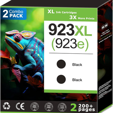 923XL 923e Black Ink Cartridges Combo Pack Replacement for HP 923 Black Ink Cartridges Compatible with HP Printer Work with HP Officejet (Pro) Series Printer (2 Pack) 8125e 8130e 8139e Black Ink 923