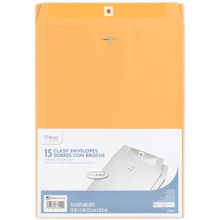 Sobres de envío, 9" x 12", cierre de lengüeta, papel kraft marrón para todo uso de 24-lb, 20 unidades (76020)