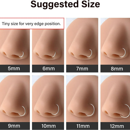 Small Thin Gold or Sterling Silver Nose Ring Hoops for Women, 22g/24g/20g Tiny Nose Piercing Jewelry,22 gauge or 24 gauge Nose Rings, 5mm/6mm/7mm/8mm/9mm/10mm
