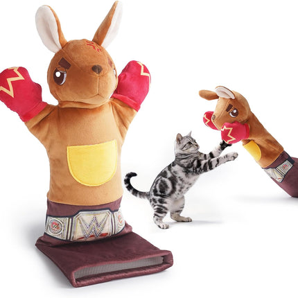 Cat Wrestling Glove, 22 inch Karate Kitty Puppet with 5 Catnip Pouches & 3 Layer Resistant Protection, Interactive Cat Puppet Wrestler with Treat Pocket for Boredom Relief & Mental Stimulation