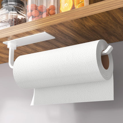 Paper Towel Holder Under Cabinet, Self-Adhesive or Drilling, Matte Black