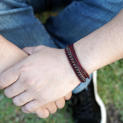Handmade Natural Stone Beaded Healing Bracelet Gift for Men Adjustable Rope String Bracelet